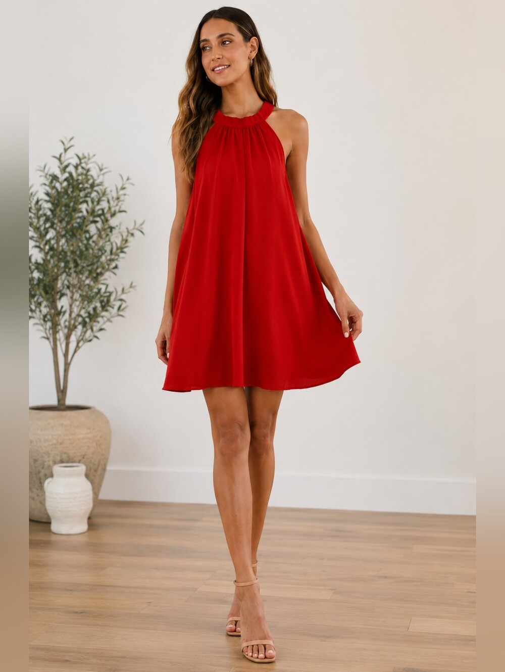 NWOT Lulas Women's Red Halter M Dress
